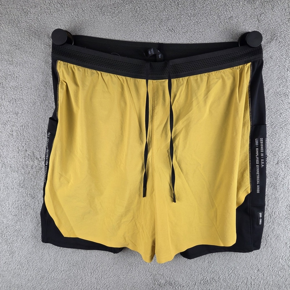 ASRV Aerotex Hybrid Liner Training Shorts Mens L Amber Yellow Black Split Gym